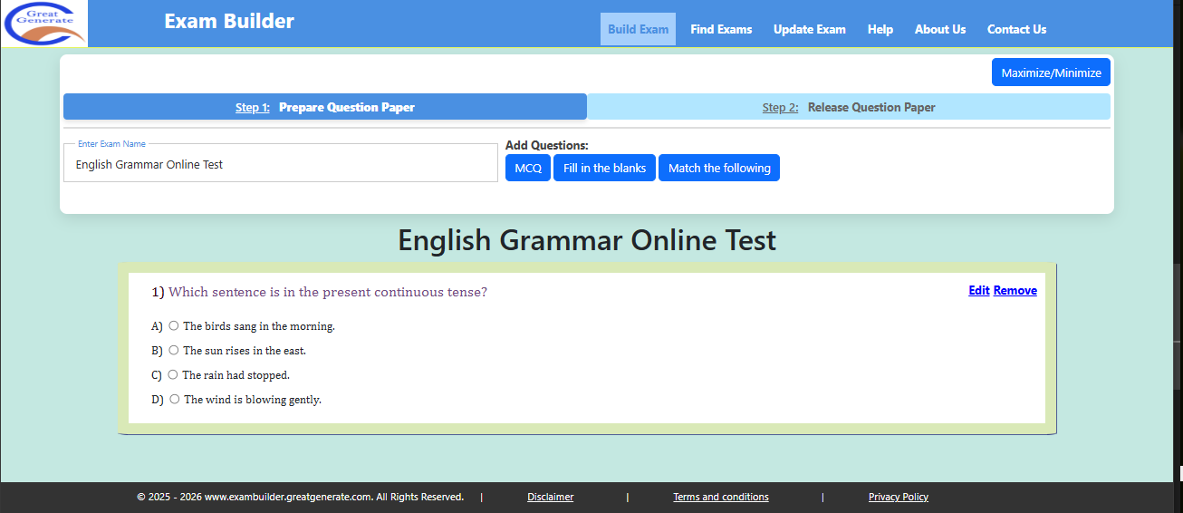 Added MCQ question